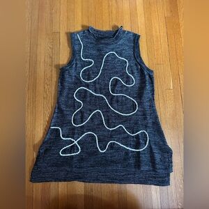 Akira Art to Wear Heather Grey Long-line Sleeveless Sweater w/ Chain, L, NWT